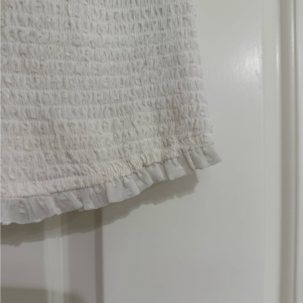 Abercrombie & fitch NWOT white smocked Swiss dot sleeve crop top - Picture 5 of 9